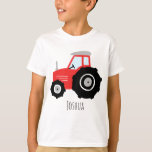Boys Cute Red Farm Tractor Cartoon with Name T-Shirt<br><div class="desc">This cute and simple boys shirt design features a red farm tractor cartoon,  and has place for you to add your kids name in lovely typography. A perfect gift for your tractor-loving child. Check out the rest of our collection for other cute farmer kids items!</div>