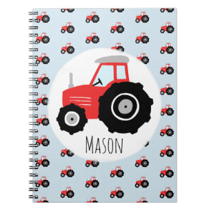 Boy's Cute Red Tractor Pattern Kids School Notebook