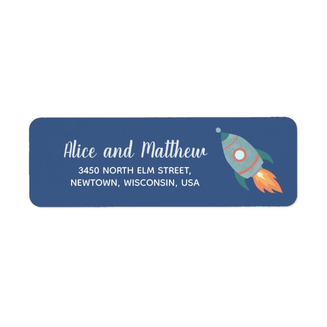 Boys Cute Rocket Space Baby shower Adresse de reto (Devant)