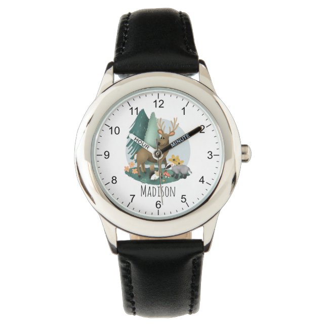 Boys Cute Rustic Woodland Forest Animals Watch (Front)