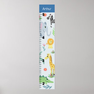 Boys Cute Safari Animals Elephant Growth Chart