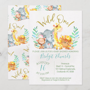 Boy's Cute Safari Animaux Baby shower Invitation