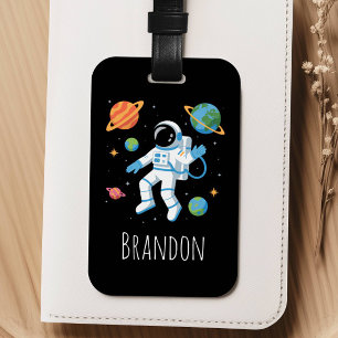 Boys Cute Space Astronaut Kids Luggage Tag
