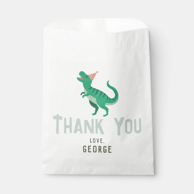 Boys Cute T-Rex Dinosaur Kids Birthday Favour Bag (Front)
