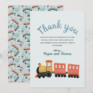 Boys Cute Train Travel Thank You Card