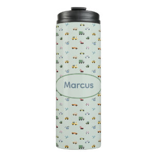 Boys Cute Transport Car Pattern monogram Kids Thermal Tumbler