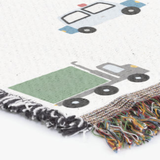 Boys Cute Transport Car Pattern Monogram Name Kids Throw Blanket