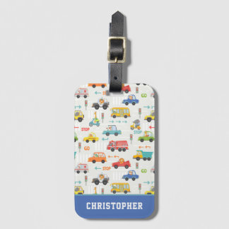 Boys Cute Transport Car Pattern Personalized Name Luggage Tag