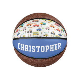 Boys Cute Transport Car Pattern Personalized Name Mini Basketball