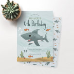 Boys Cute Under the Sea Ocean Shark 6th Birthday Invitation<br><div class="desc">This cute boys Birthday invitation features a blue ocean background with a cute shark cartoon, fish, and seaweed. The invitation provides areas for you to add your Birthday party details in a minimalist script. A matching shark pattern can be found on the reverse of the under-the-sea card. Perfect for any...</div>