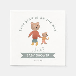 Boys Cute Woodland Forest Baby Bear Napkin