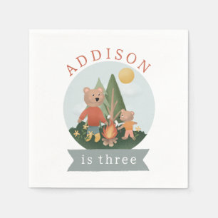 Boys Cute Woodland Forest Camping Bears Birthday  Napkin