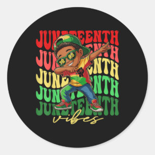 Boys Dabbing Black King Melanin Juneteenth Vibes K Classic Round Sticker