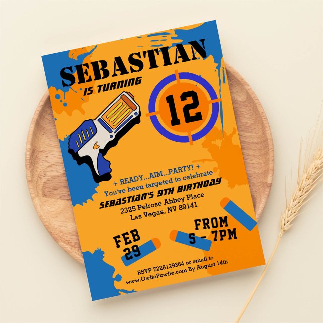 Boys Dart Gun Party Anniversaire Invitation (Créateur téléchargé)