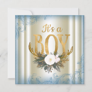 Boys Deer Antler Baby Shower Invitation