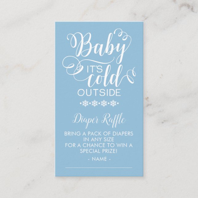 Boys Diaper Raffle Baby It's Cold Outside Card (Front)