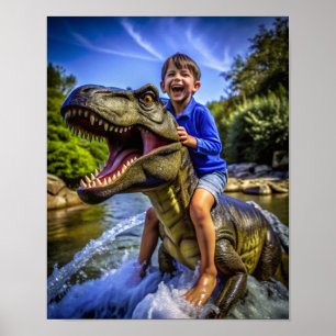 Boy's Dinosaur Adventure – Outdoor Exploration  Poster