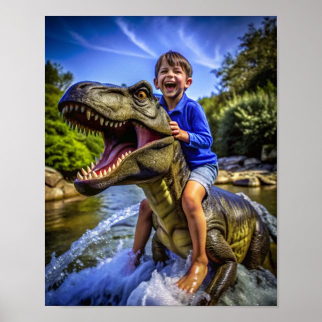 Boy's Dinosaur Adventure – Outdoor Exploration  Poster (Front)