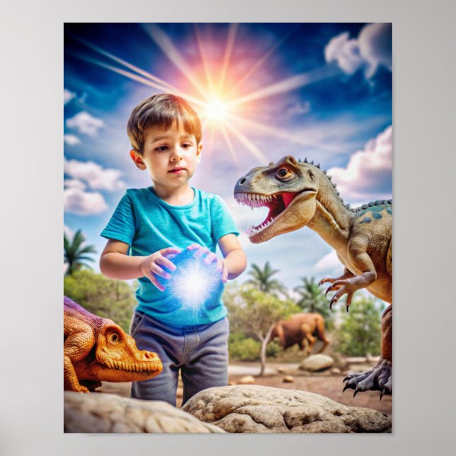 Boy's Dinosaur Adventure – Outdoor Exploration  Poster (Front)