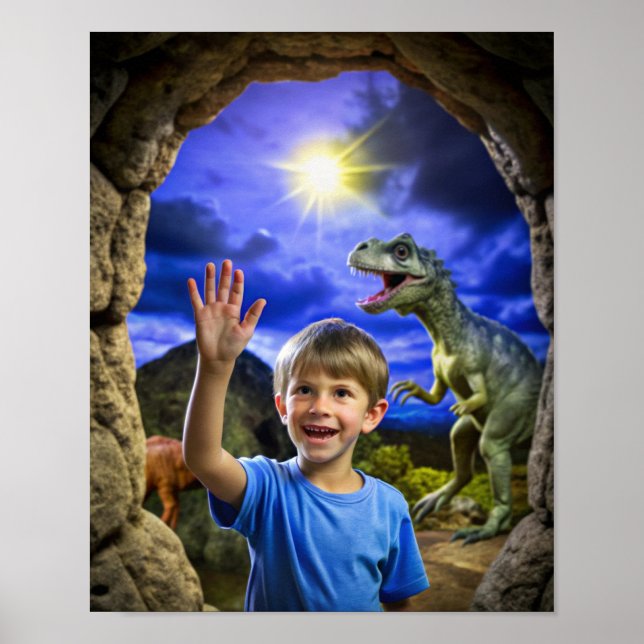 Boy's Dinosaur Adventure – Outdoor Exploration  Poster (Front)