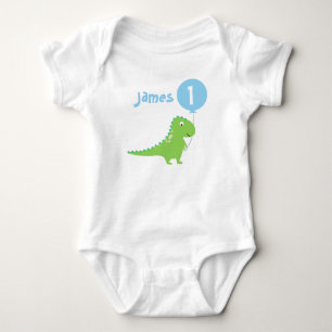 Boys Dinosaur Balloon 1st Birthday Bodysuit