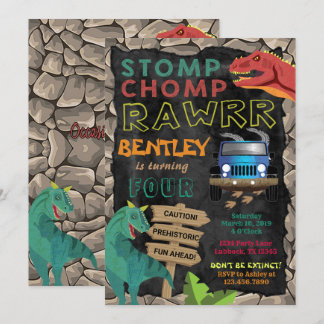 Boys Dinosaur Birthday Party Invitation
