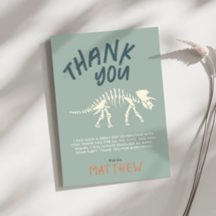 Boys Dinosaur Fossil Dig Birthday Thank You Card