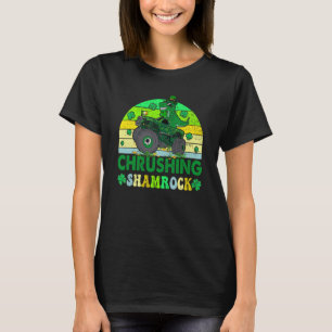 Boys Dinosaur Monster Truck St Patrick Day Crushin T-Shirt