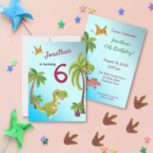 Boys Dinosaur T-Rex Jungle Birthday Invitation