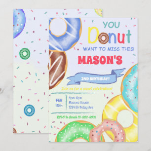 Boys Donuts Anniversaire Fête Invitation