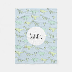 Boy's Doodle Dinosaur Pattern Name Children's Fleece Blanket