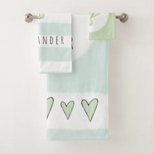 Boy's Doodle T-Rex Dinosaur with Name Kids Bath Towel Set