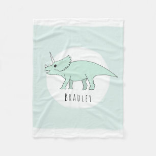 Boy's Doodle Triceratops Dinosaur Name Children's Fleece Blanket