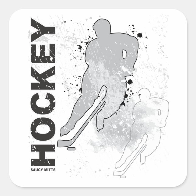 Boys Double Vision Hockey Player Square Sticker (Front)