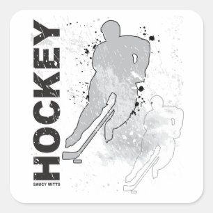 Boys Double Vision Hockey Player Square Sticker
