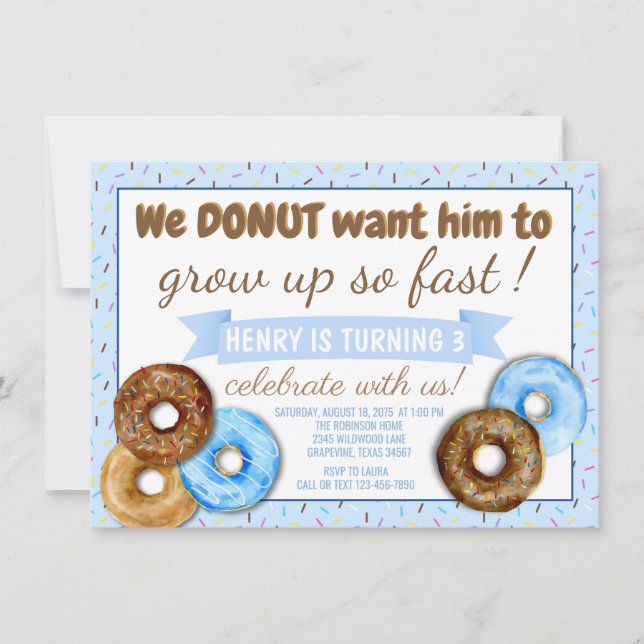Boys Doughnut Birthday Party Invitation (Front)