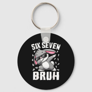 Boys easter day six seven bruh dabbing bunny 67 keychain