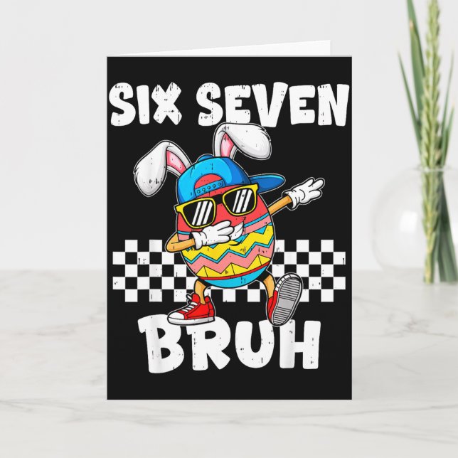 Boys Easter Funny Dabbing Bunny Bruh Six Seven 67  Card (Front)