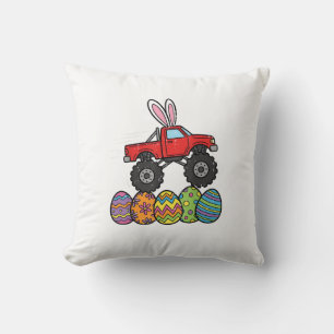 Boys Easter Monster Truck Happy Easter Day Eggs To Throw Pillow