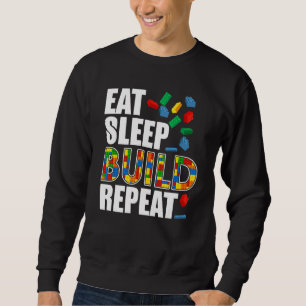 Boys Eat Sleep Build Repeat Funny Building Blocks Sweatshirt