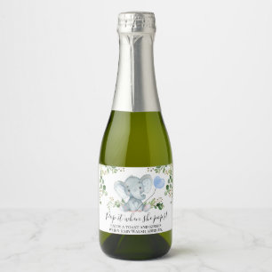 Boy's Elephant Baby Shower Sparkling Wine Label