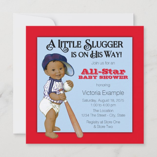 Boys Ethnic Baseball Baby Shower Invitation (Front)