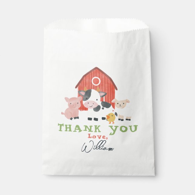 Boys Farm Animal Barnyard Cute Birthday Favour Bag (Front)