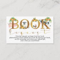Boys farm animals books request baby shower insert