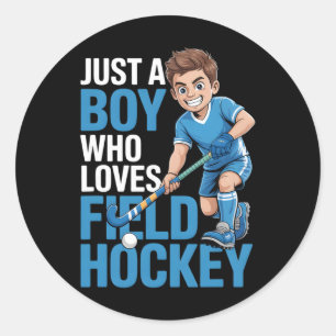 Boys Field Hockey Classic Round Sticker