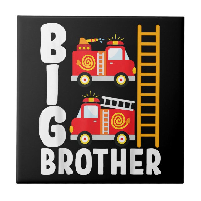 Boy's Fire Truck Fire Theme Big Brother Fire Engin Tile (Front)