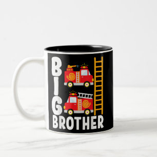 Boy's Fire Truck Fire Theme Big Brother Fire Engin Two-Tone Coffee Mug