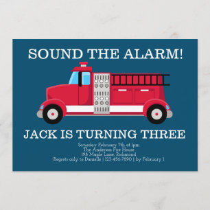 Boys Fire Truck Invitation Anniversaire