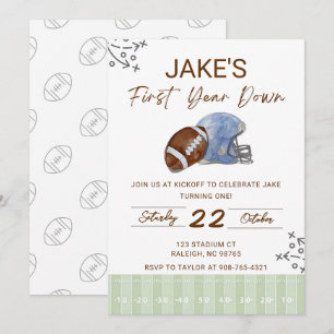 Boy's First Birthday, First Down Birthday Invite,  Invitation