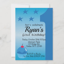 Boy's first birthday invitation 